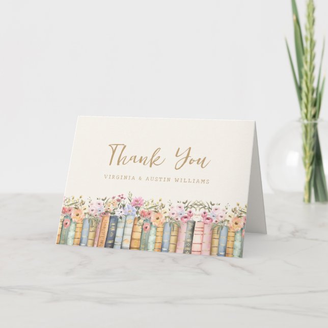 Carte De Remerciements Livres Floral Boho (Devant)