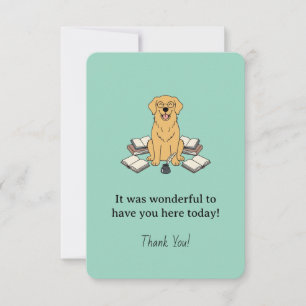 Carte De Remerciements Livres Golden Retriever Chapitre Un Vert Pastel