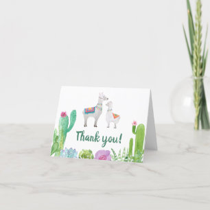 Carte de remerciements Llama Baby shower