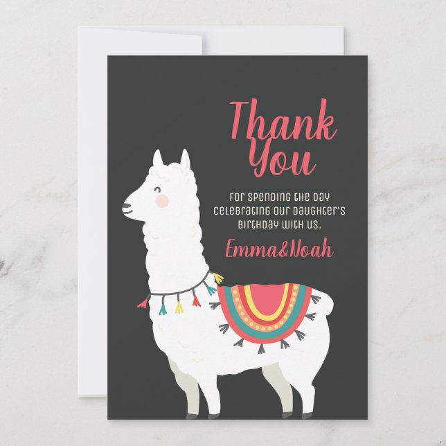 Carte De Remerciements Llama et l'Merci d'anniversaire de la Coupe du mon (Devant)