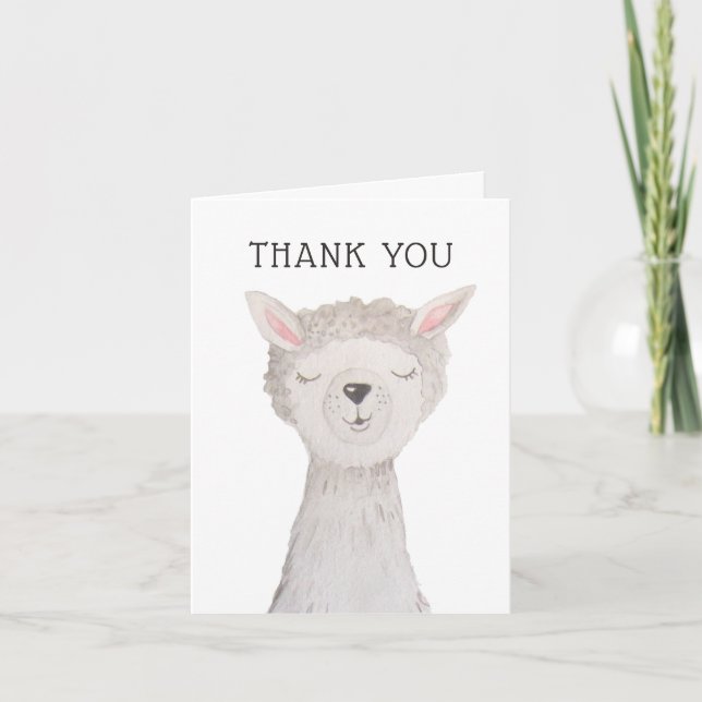 Carte De Remerciements Llama Mignon | Fête d'anniversaire des enfants Alp (Devant)