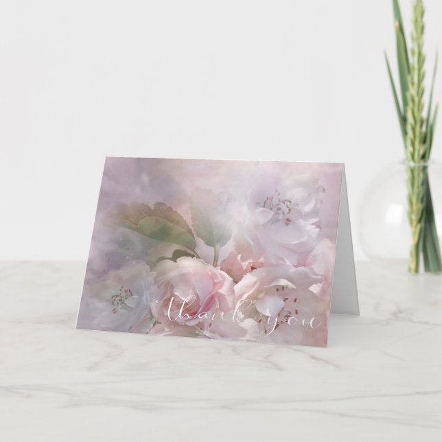 Carte De Remerciements L'MERCI des fleurs blanches en signe de sympathie| (Devant)