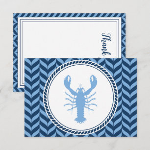 Carte De Remerciements Lobster bleu marine côtier