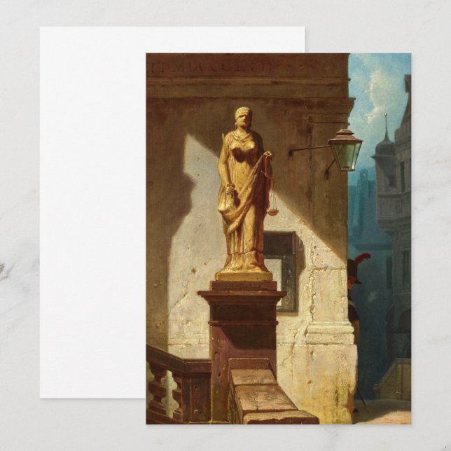 Carte De Remerciements L'Œil de la Loi, Justice de Carl Spitzweg (Devant / Derrière)