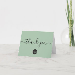 Carte De Remerciements Logo d'affaires vert simple personnalisé
