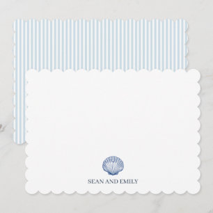 Carte De Remerciements Logo de coquillage bleu personnalisé Nautique stat