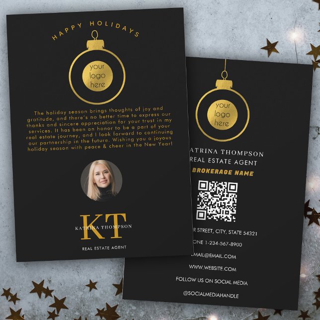 Carte De Remerciements Logo de l'agent immobilier Realtor Noël (Real Estate Agent Realtor Logo Christmas Holidays Thank You Card)