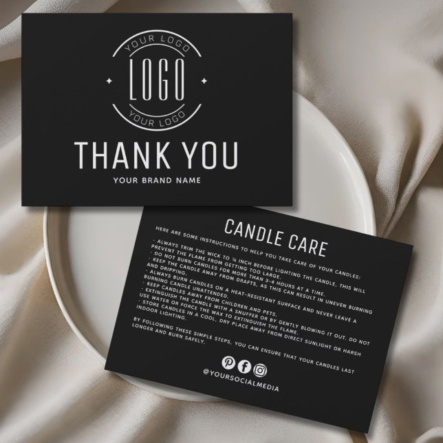 Carte De Remerciements Logo de l'entreprise de soins aux bougies modernes (Créateur téléchargé)