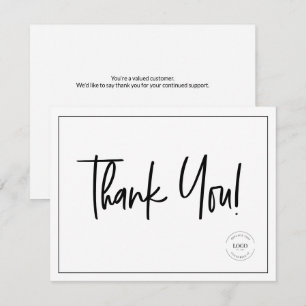 Carte De Remerciements Logo de l'entreprise noir blanc Simple moderne soc