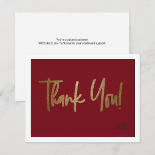 Carte De Remerciements Logo de l'entreprise personnalisée Social Faux Gol