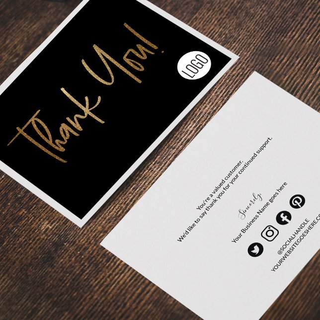 Carte De Remerciements Logo de l'entreprise personnalisée Social Faux Gol (Créateur téléchargé)