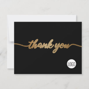 Carte De Remerciements Logo de l'entreprise personnalisée Social Gold Noi