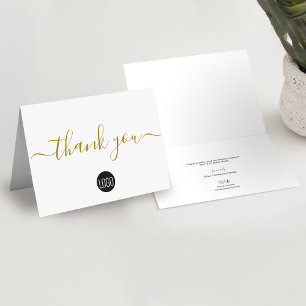 Carte De Remerciements Logo de l'entreprise simple Social Gold Noir
