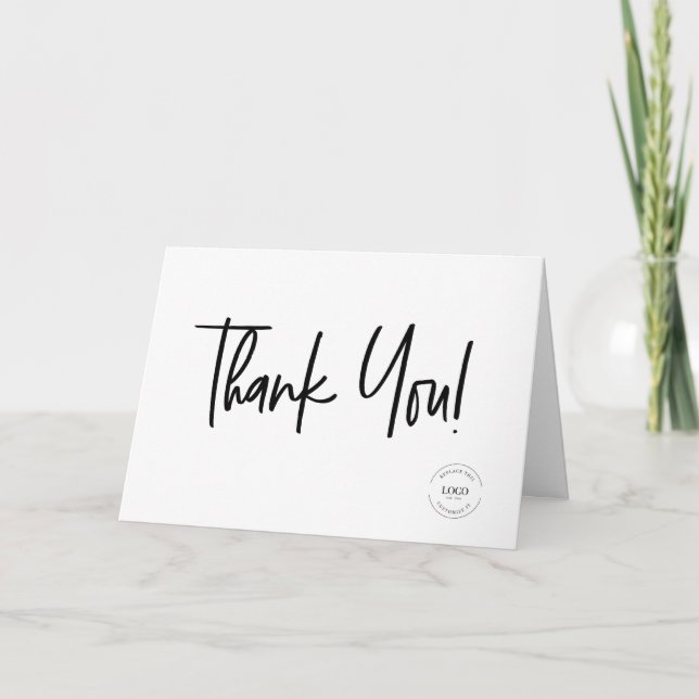 Carte De Remerciements Logo de l'entreprise Social Simple Noir Blanc (Devant)