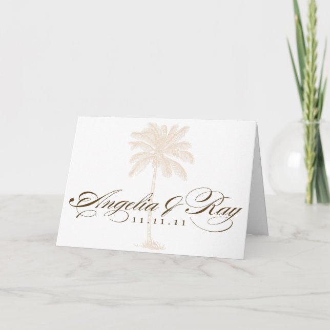 Carte De Remerciements Logo de mariage personnalisé avec palmier (Devant)