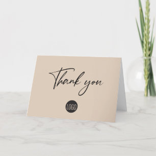 Carte De Remerciements Logo d'entreprise beige personnalisé