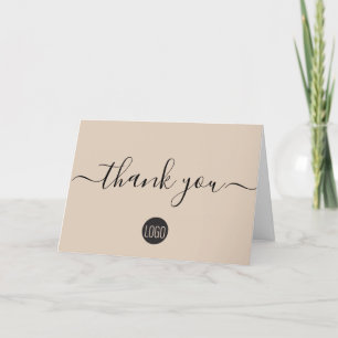 Carte De Remerciements Logo d'entreprise beige personnalisé