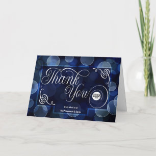 Carte De Remerciements Logo d'entreprise dans Blue Bokeh Blank