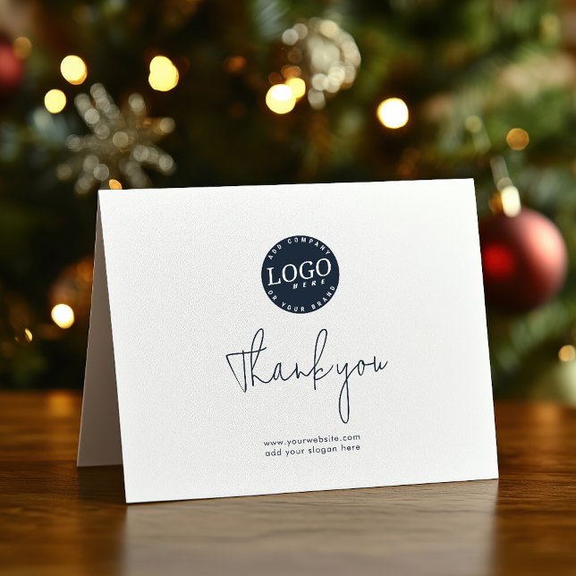 Carte De Remerciements Logo d'entreprise et clients du site Web de l'entr (Business Logo Script Thank You Company Logo Card)