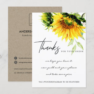 CARTE DE REMERCIEMENTS LOGO D'ENTREPRISE FLORALE JAUNE
