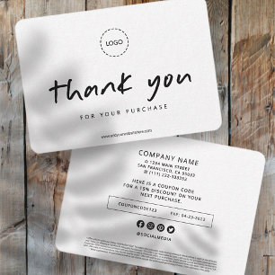 Carte De Remerciements Logo d'entreprise simple et moderne Coupon Promo