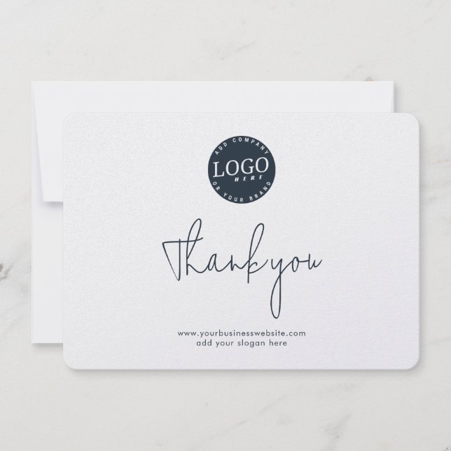 Carte De Remerciements Logo d'entreprise simple et site Web d'entreprise (Devant)