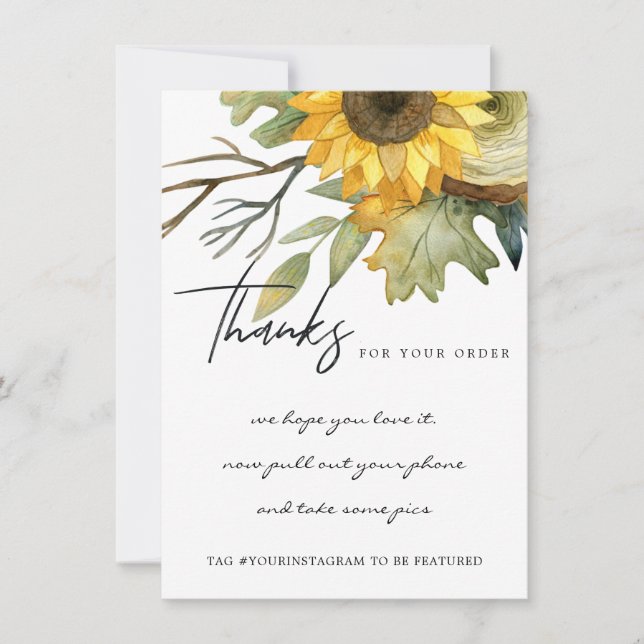 CARTE DE REMERCIEMENTS LOGO D'ENTREPRISES FLORALES JAUNES EN SOUFFLE À LA (Devant)