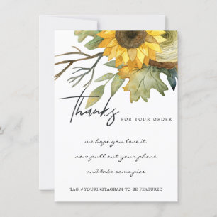 CARTE DE REMERCIEMENTS LOGO D'ENTREPRISES FLORALES JAUNES EN SOUFFLE À LA