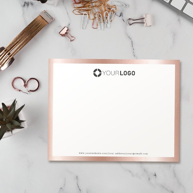 Carte De Remerciements Logo d'or rose moderne papier à lettres personnali (Modern rose gold logo personalized Stationery Thank You Card)