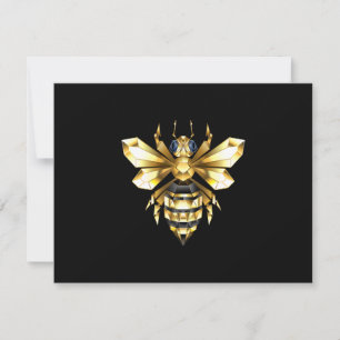 Carte De Remerciements Logo Faux Gold Foil Bee Polygonal sur Noir