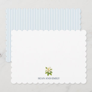 Carte De Remerciements Logo Fleur de Magnolia Bleu Personnalisé