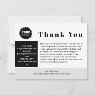 Carte De Remerciements Logo Personnalisé Entreprise À Entreprise