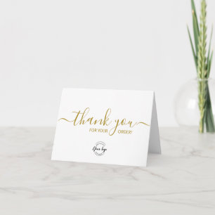Carte De Remerciements Logo personnalisé Simple Élégant Or Commande d'aff
