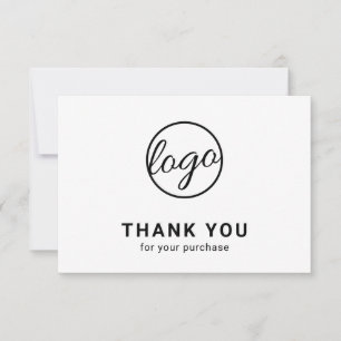 Carte De Remerciements Logo personnalisé Simple Noir et Blanc