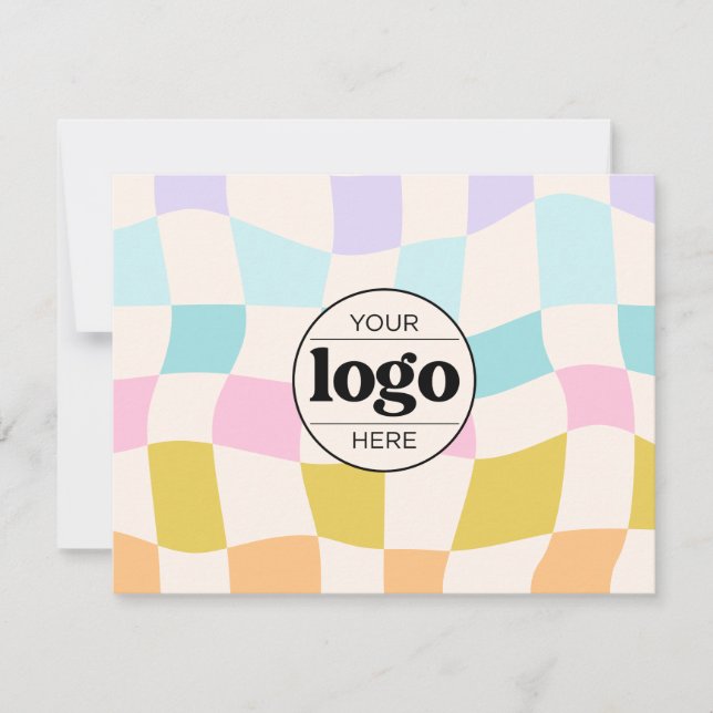 Carte De Remerciements Logo personnalisé Simple Retro Super Checker (Devant)