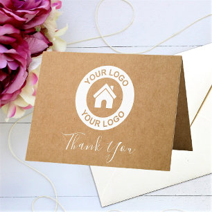 Carte De Remerciements Logo Professionnel Personnalisé Et Message Plié