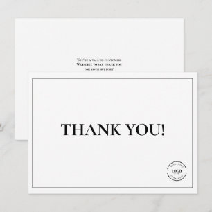 Carte De Remerciements Logo simple de société noir et blanc personnalisé 