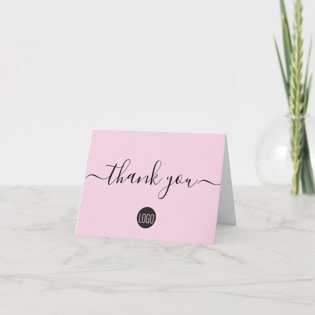 Carte De Remerciements Logo Simple Pink Business (Devant)