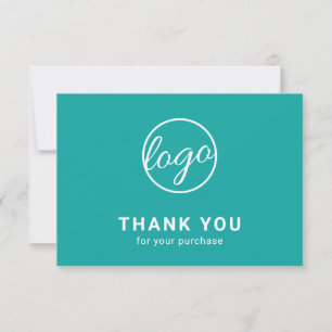 Carte De Remerciements Logo Turquoise simple et moderne personnalisé