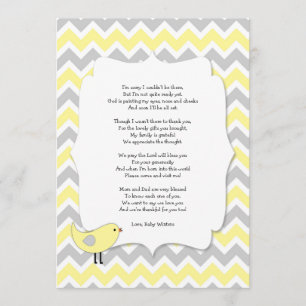 Carte De Remerciements L'oiseau que le baby shower vous remercient note