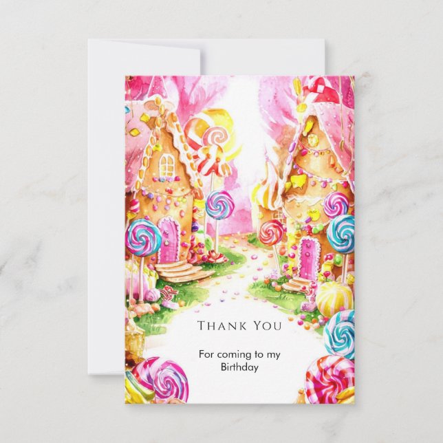 Carte De Remerciements Lollipop Fantaisie Anniversaire Candyland (Devant)