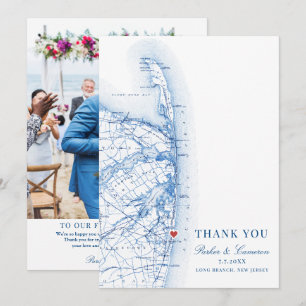 Carte De Remerciements Long Branch New Jersey Map Mariage Photo Flat