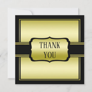Carte De Remerciements L'or et l'anniversaire noir de l'homme élégant