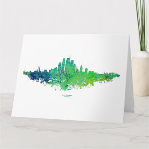 Carte De Remerciements Los Angeles City Skyline - Lime Green Blue