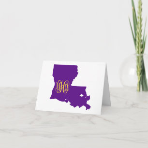 Carte De Remerciements Louisiane Violet Jaune Vigne Monogramme Police DIY