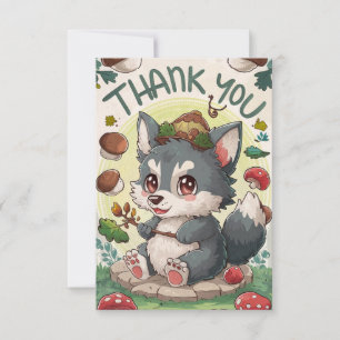 Carte De Remerciements Loup mystique mignon
