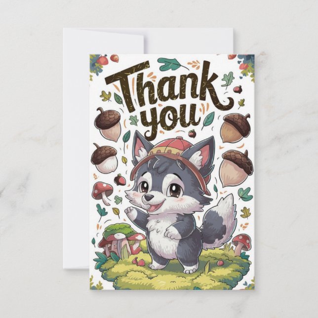 Carte De Remerciements Loup rêveur mystique (Devant)
