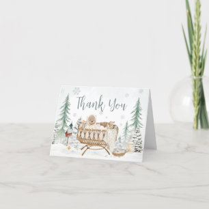 Carte De Remerciements L'ours d'hiver Bébé son froid dehors Baby shower