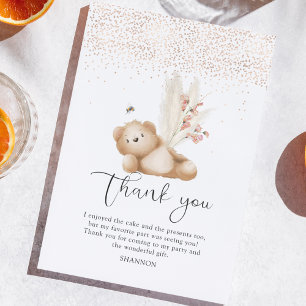 Carte De Remerciements L'ours et l'abeille premier anniversaire