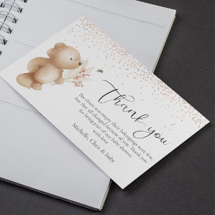 Carte De Remerciements L'ours et le Baby shower de l'abeille
